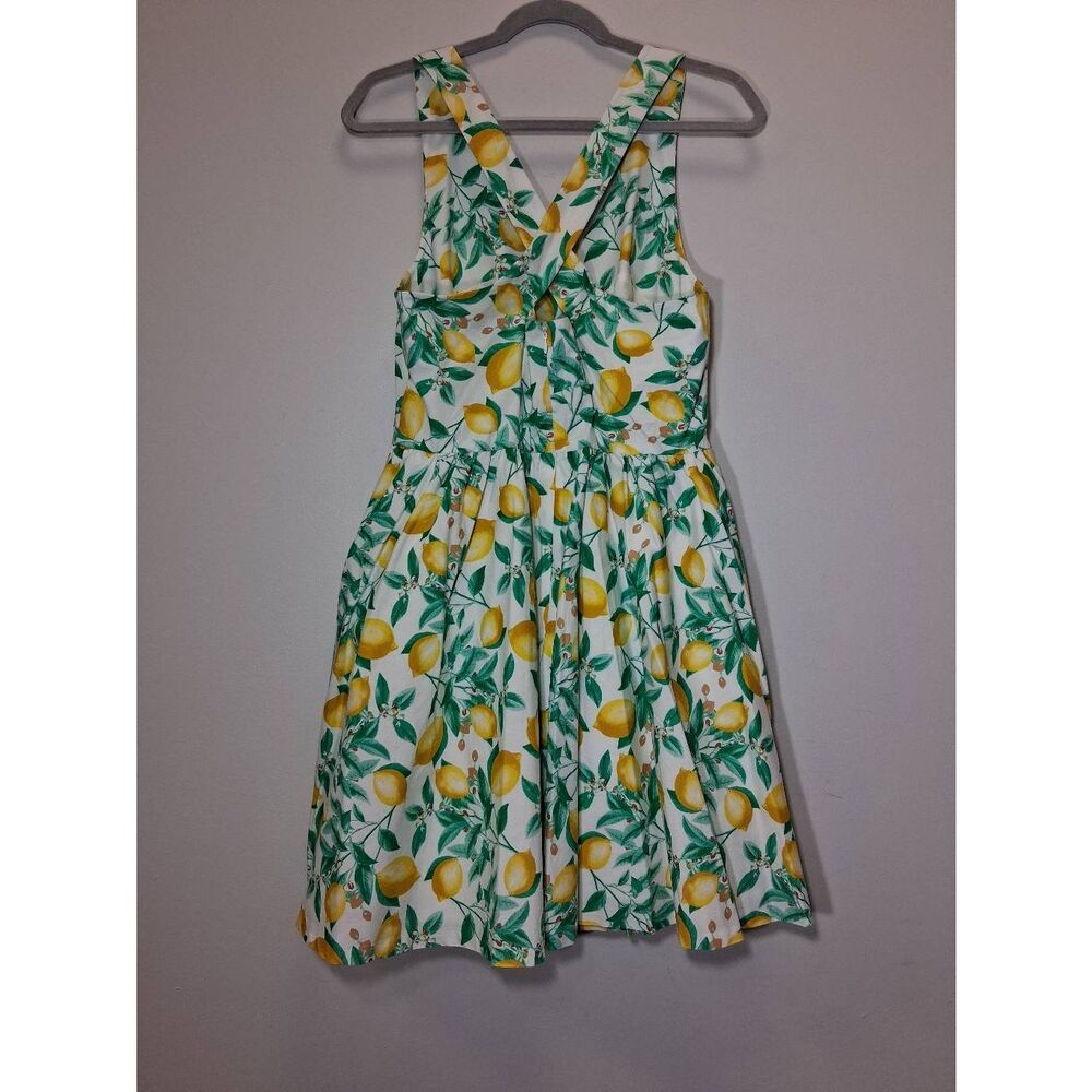 Elle womens size 12  skater dress lemons yellow sundress green - Picture 5 of 9